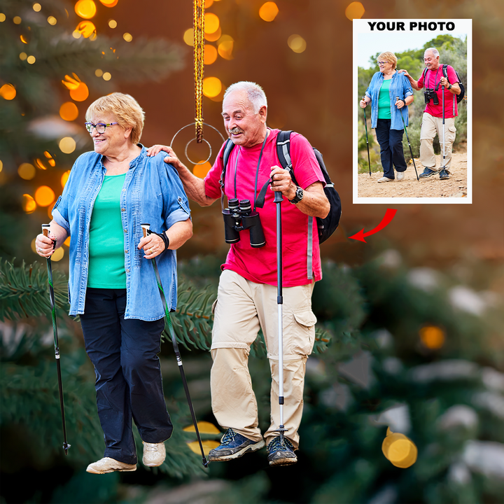 Nature Walk - Personalized Photo Mica Ornament - Gift For Couple, Family Members
