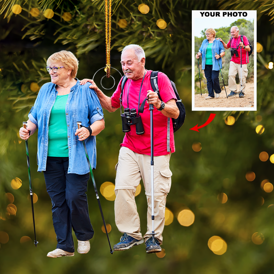 Nature Walk - Personalized Photo Mica Ornament - Gift For Couple, Family Members