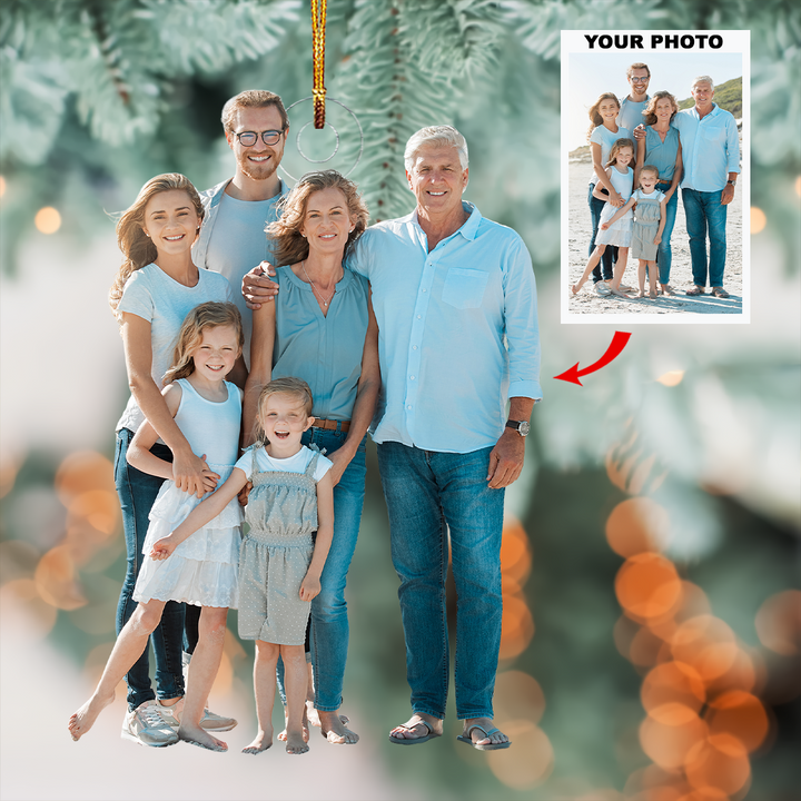 Family Joy - Personalized Photo Mica Ornament - Gift For Family, Family Members