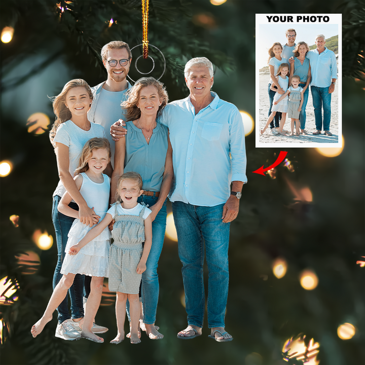 Family Joy - Personalized Photo Mica Ornament - Gift For Family, Family Members