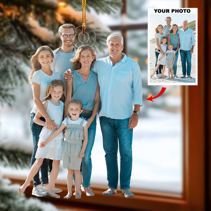 Family Joy - Personalized Photo Mica Ornament - Gift For Family, Family Members
