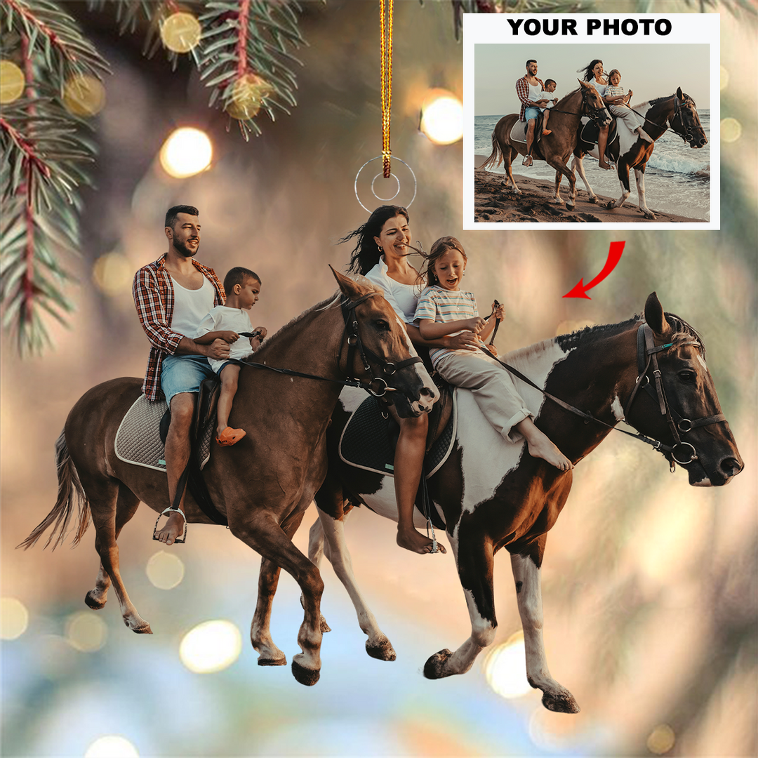 Sunset Ride - Personalized Photo Mica Ornament - Gift For Family, Family Members