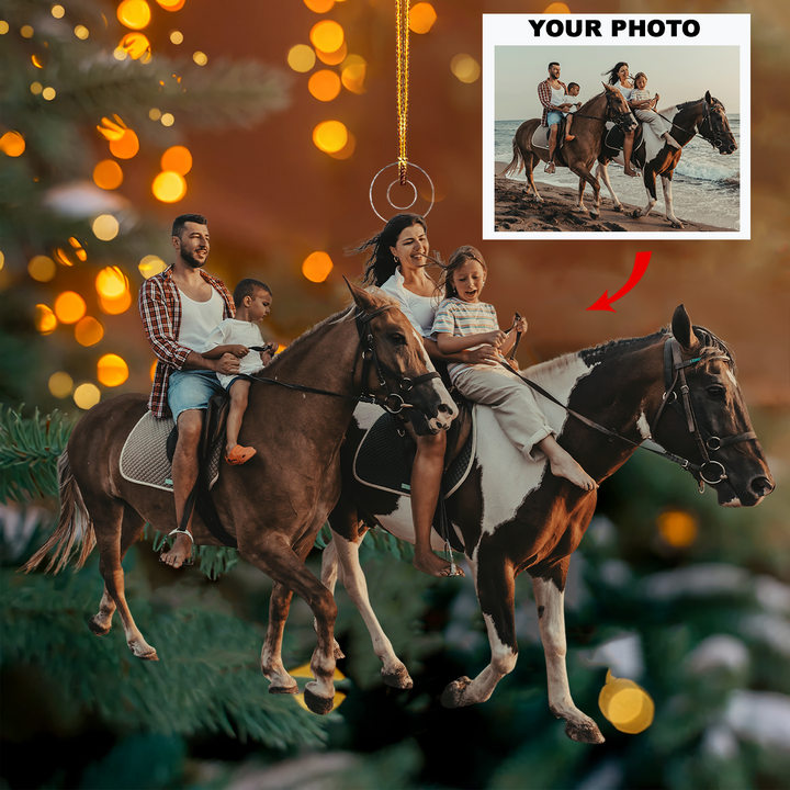 Sunset Ride - Personalized Photo Mica Ornament - Gift For Family, Family Members