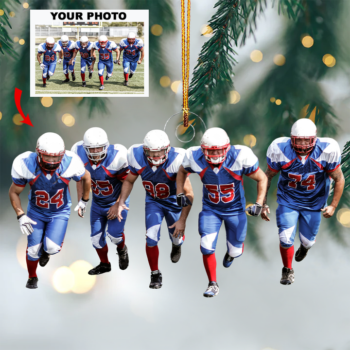 Team Spirit - Personalized Photo Mica Ornament - Gift For Football Lovers, Football Players