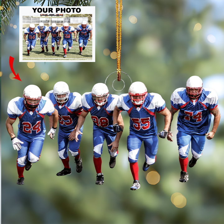 Team Spirit - Personalized Photo Mica Ornament - Gift For Football Lovers, Football Players