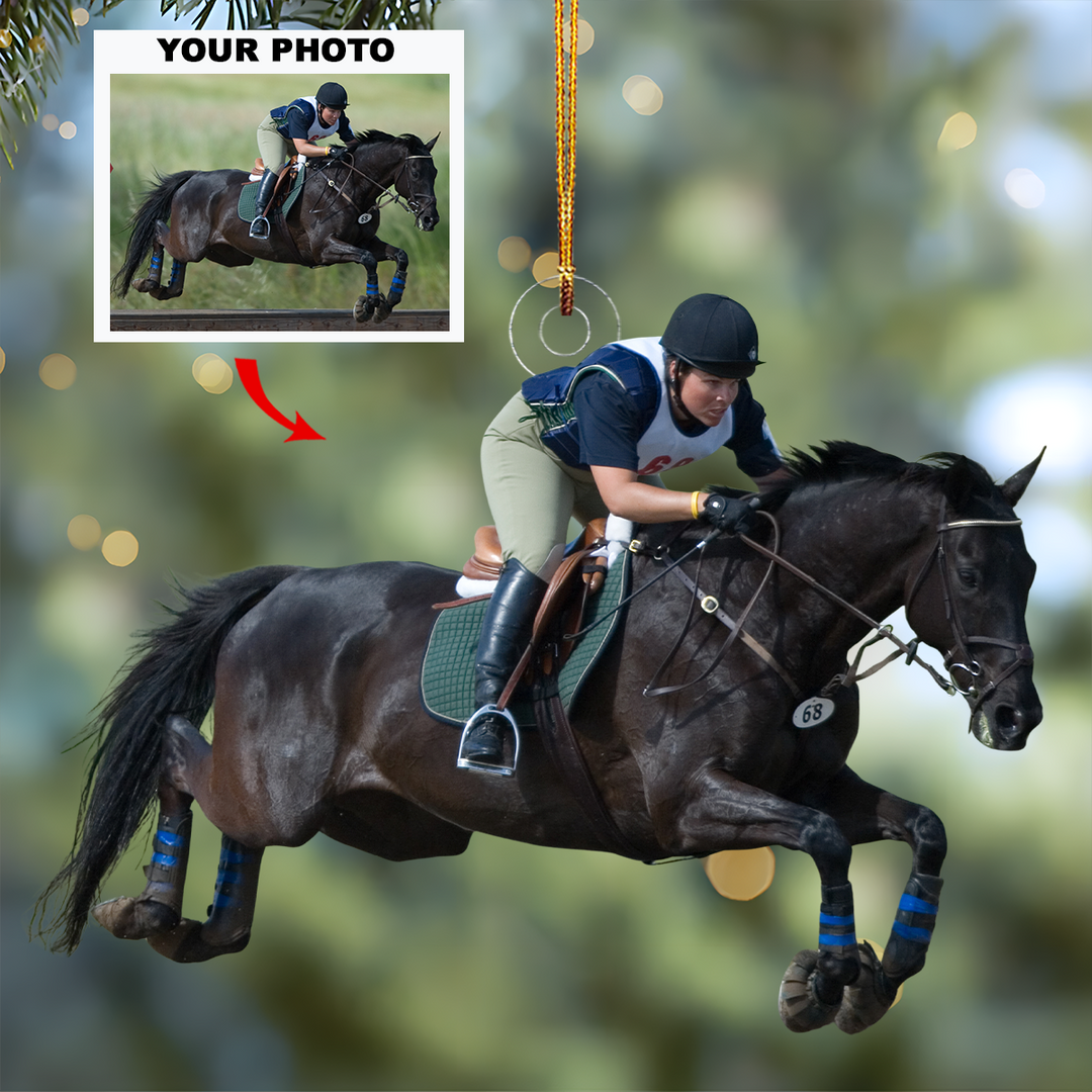 Equestrian Focus - Personalized Photo Mica Ornament - Gift For Rodeo Lovers, Rodeo Players