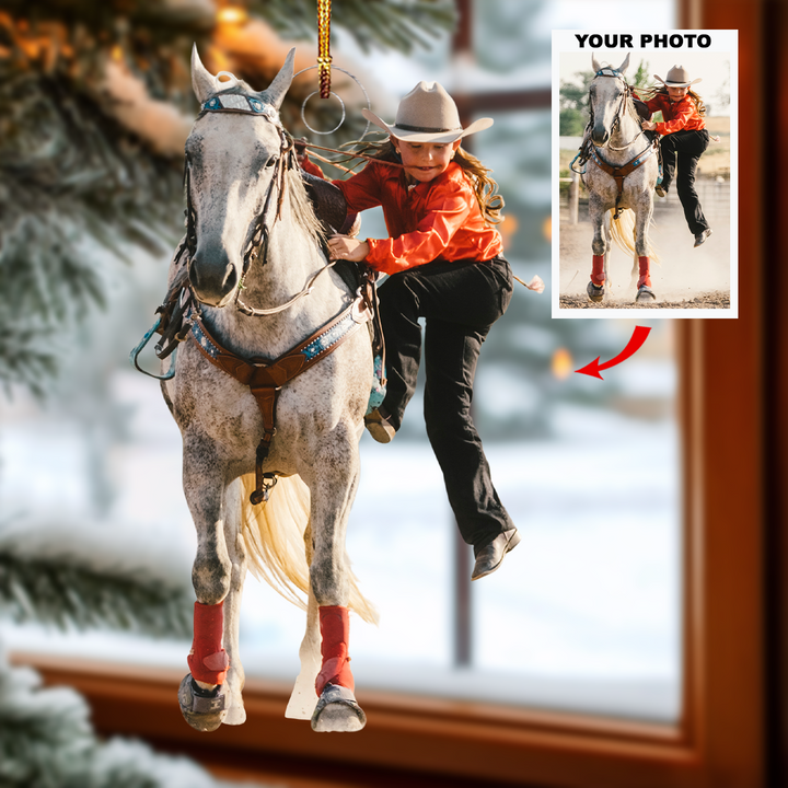 Rodeo Rush - Personalized Photo Mica Ornament - Gift For Rodeo Lovers, Rodeo Players