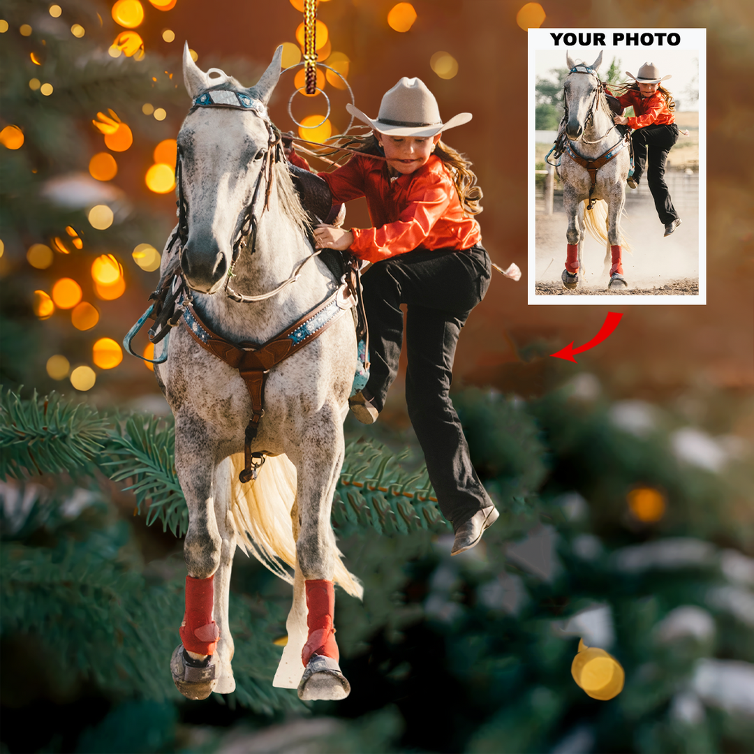 Rodeo Rush - Personalized Photo Mica Ornament - Gift For Rodeo Lovers, Rodeo Players