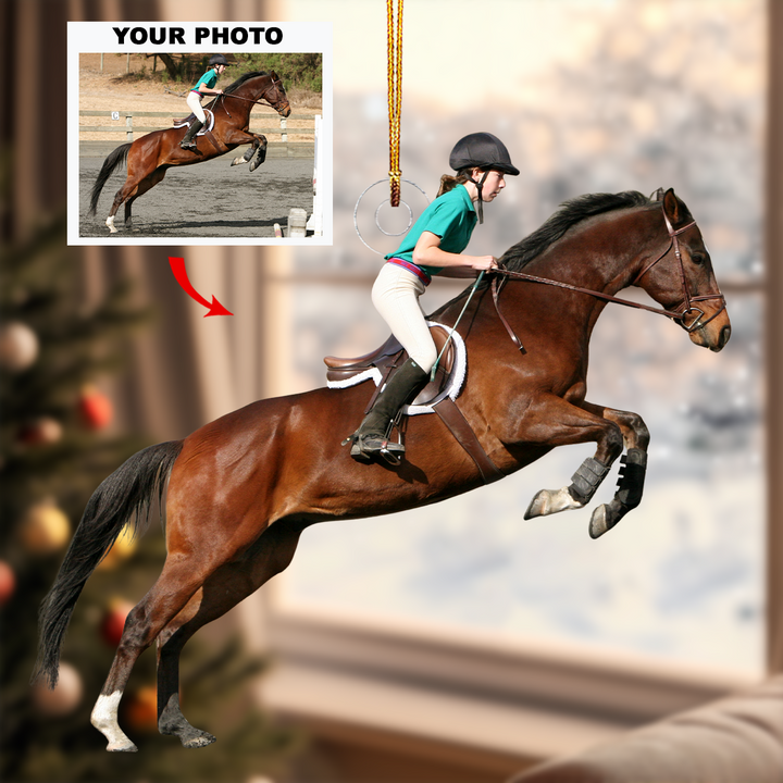 Show Jumping - Personalized Photo Mica Ornament - Gift For Rodeo Lovers, Rodeo Players