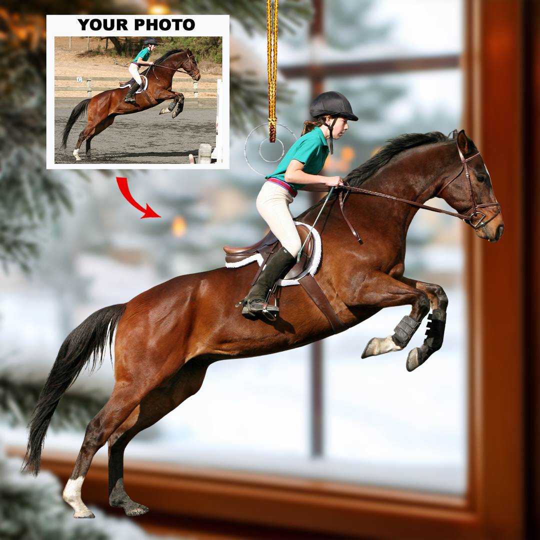 Show Jumping - Personalized Photo Mica Ornament - Gift For Rodeo Lovers, Rodeo Players