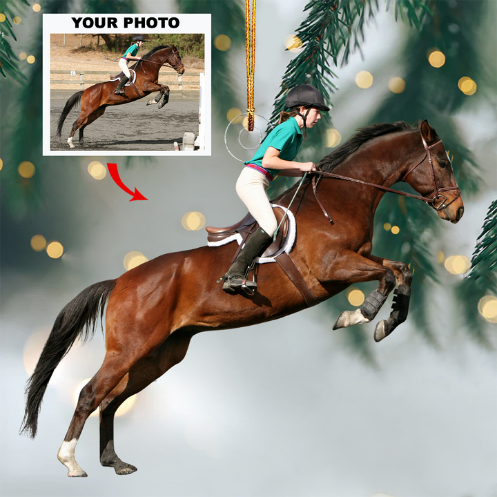 Show Jumping - Personalized Photo Mica Ornament - Gift For Rodeo Lovers, Rodeo Players