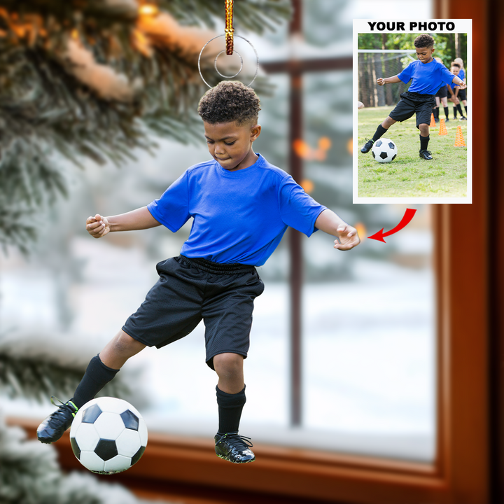 Soccer Training - Personalized Photo Mica Ornament - Gift For Soccer Lovers, Soccer Players