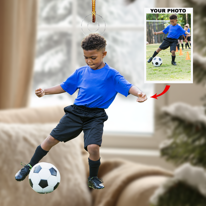 Soccer Training - Personalized Photo Mica Ornament - Gift For Soccer Lovers, Soccer Players