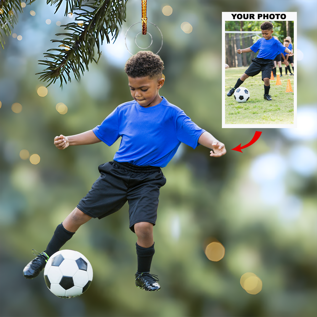 Soccer Training - Personalized Photo Mica Ornament - Gift For Soccer Lovers, Soccer Players