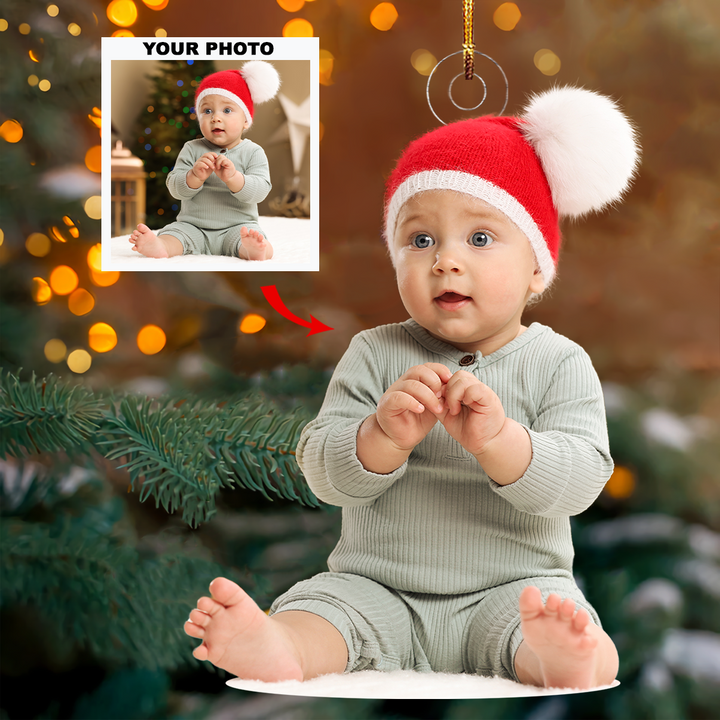 Its Time For Christmas - Personalized Photo Mica Ornament - Gift For Baby, Family Members
