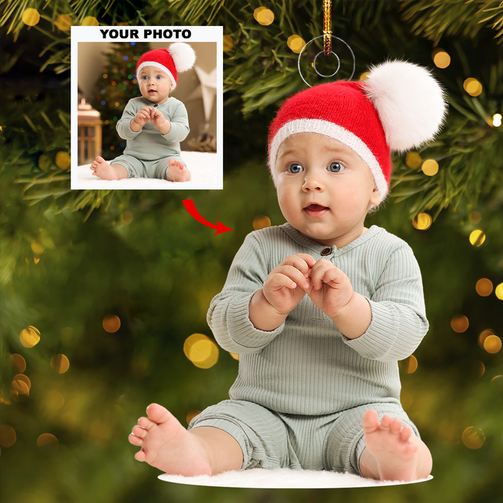 Its Time For Christmas - Personalized Photo Mica Ornament - Gift For Baby, Family Members
