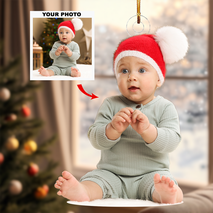 Its Time For Christmas - Personalized Photo Mica Ornament - Gift For Baby, Family Members