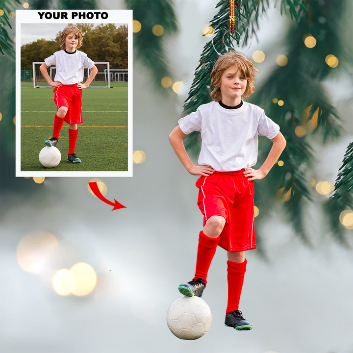 Goal Star - Personalized Photo Mica Ornament - Christmas Gift For Sport Lover