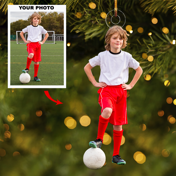 Goal Star - Personalized Photo Mica Ornament - Christmas Gift For Sport Lover