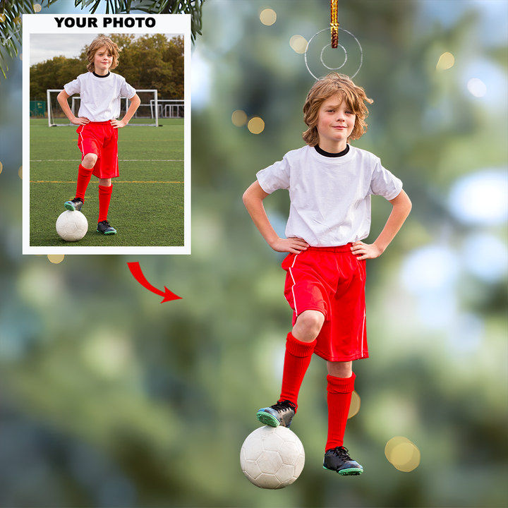 Goal Star - Personalized Photo Mica Ornament - Christmas Gift For Sport Lover