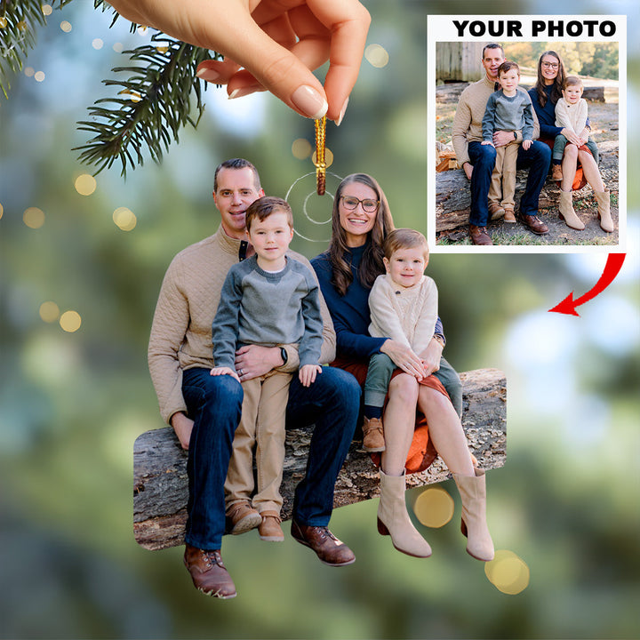 Hearts Together Always - Personalized Photo Mica Ornament - Christmas Gift For Family Members