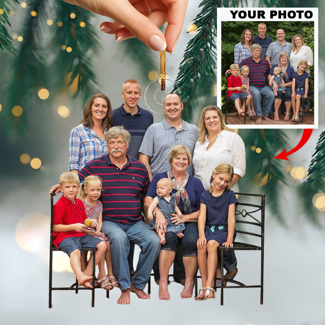 Forever Our Family Bond - Personalized Photo Mica Ornament - Christmas Gift For Family Members