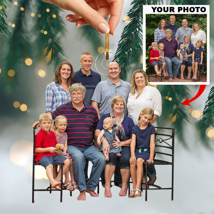 Forever Our Family Bond - Personalized Photo Mica Ornament - Christmas Gift For Family Members