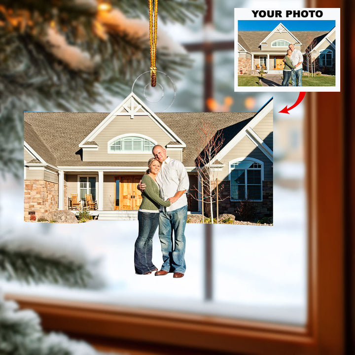 Cozy Cornerstone - Personalized Photo Mica Ornament - Christmas Gift For Family Members, Wedding Couple, Wife, Husband