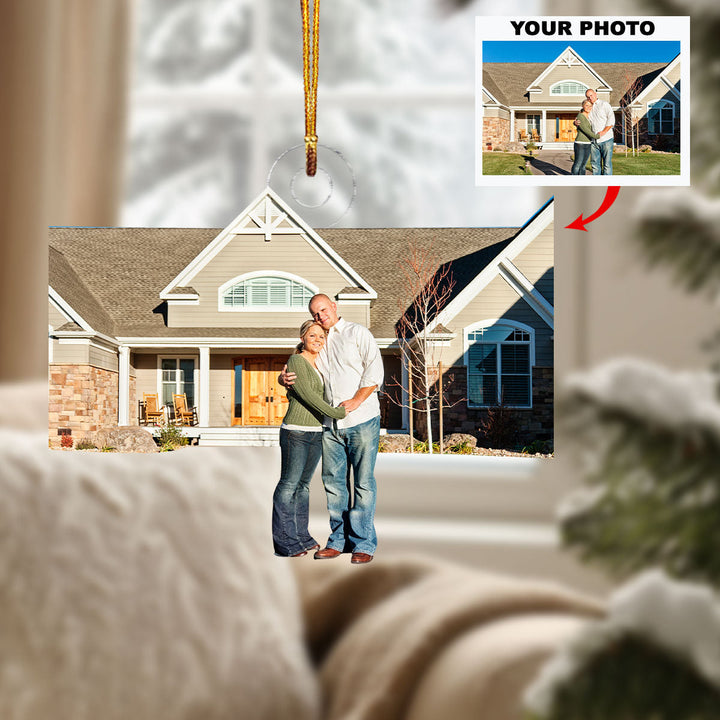 Cozy Cornerstone - Personalized Photo Mica Ornament - Christmas Gift For Family Members, Wedding Couple, Wife, Husband