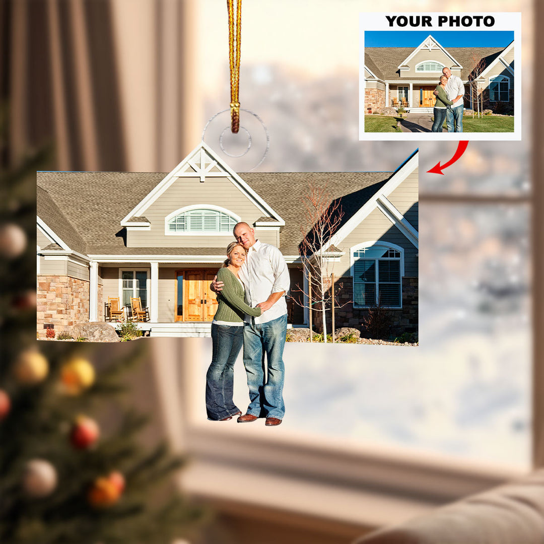 Cozy Cornerstone - Personalized Photo Mica Ornament - Christmas Gift For Family Members, Wedding Couple, Wife, Husband