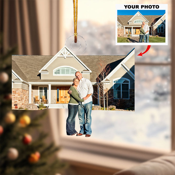 Cozy Cornerstone - Personalized Photo Mica Ornament - Christmas Gift For Family Members, Wedding Couple, Wife, Husband