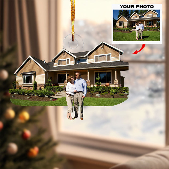 New Address, New Adventures - Personalized Photo Mica Ornament - Christmas Gift For Family Members, Wedding Couple, Wife, Husband