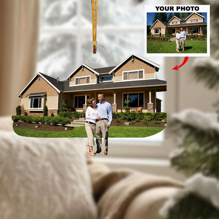 New Address, New Adventures - Personalized Photo Mica Ornament - Christmas Gift For Family Members, Wedding Couple, Wife, Husband