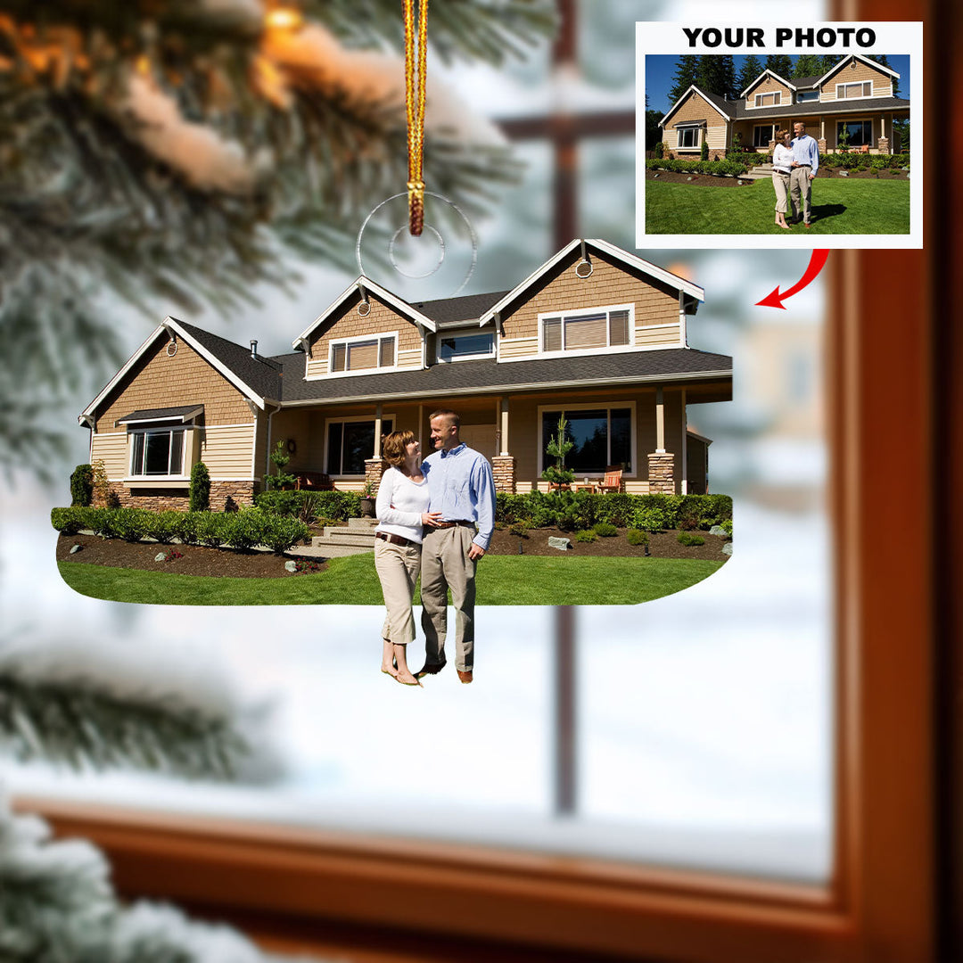 New Address, New Adventures - Personalized Photo Mica Ornament - Christmas Gift For Family Members, Wedding Couple, Wife, Husband