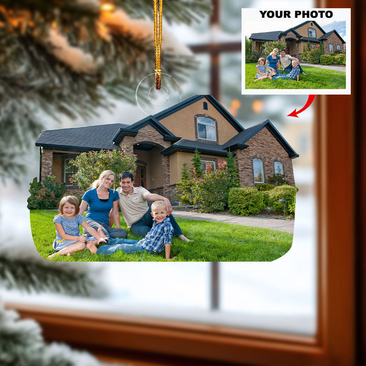 The Place We Call Home - Personalized Photo Mica Ornament - Christmas Gift For Family Members, Wedding Couple, Wife, Husband