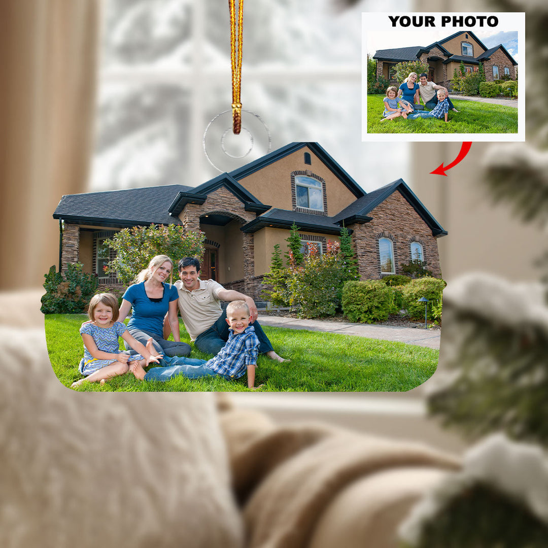 The Place We Call Home - Personalized Photo Mica Ornament - Christmas Gift For Family Members, Wedding Couple, Wife, Husband