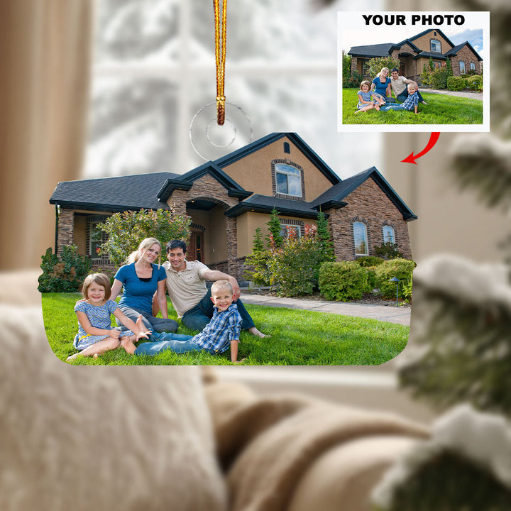 The Place We Call Home - Personalized Photo Mica Ornament - Christmas Gift For Family Members, Wedding Couple, Wife, Husband