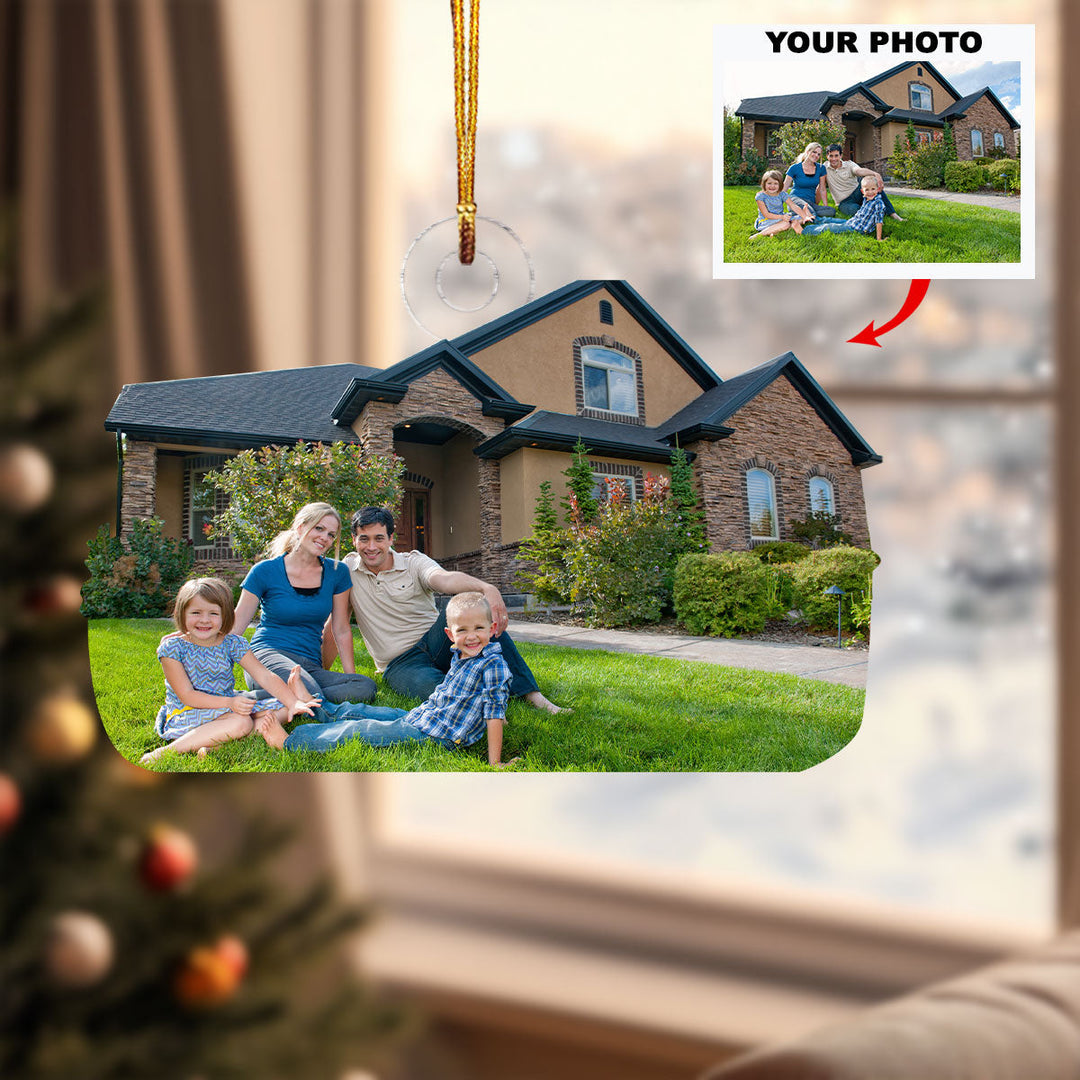 The Place We Call Home - Personalized Photo Mica Ornament - Christmas Gift For Family Members, Wedding Couple, Wife, Husband