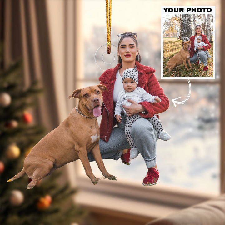 Autumn Bond - Personalized Photo Mica Ornament - Christmas Gift For Family Members, Dog Lovers