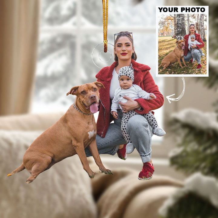 Autumn Bond - Personalized Photo Mica Ornament - Christmas Gift For Family Members, Dog Lovers