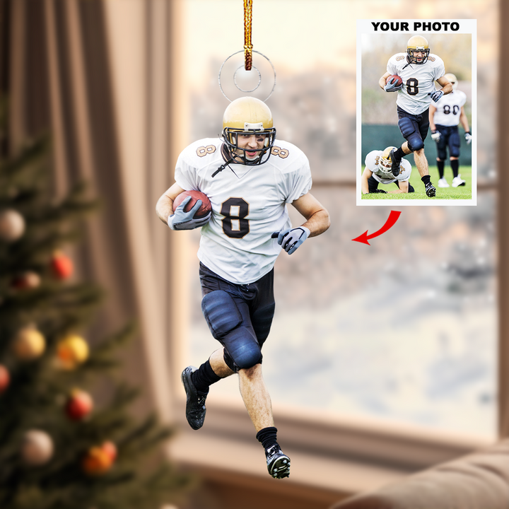 Fast Play - Personalized Photo Mica Ornament - Gift For Football Lovers, Football Players