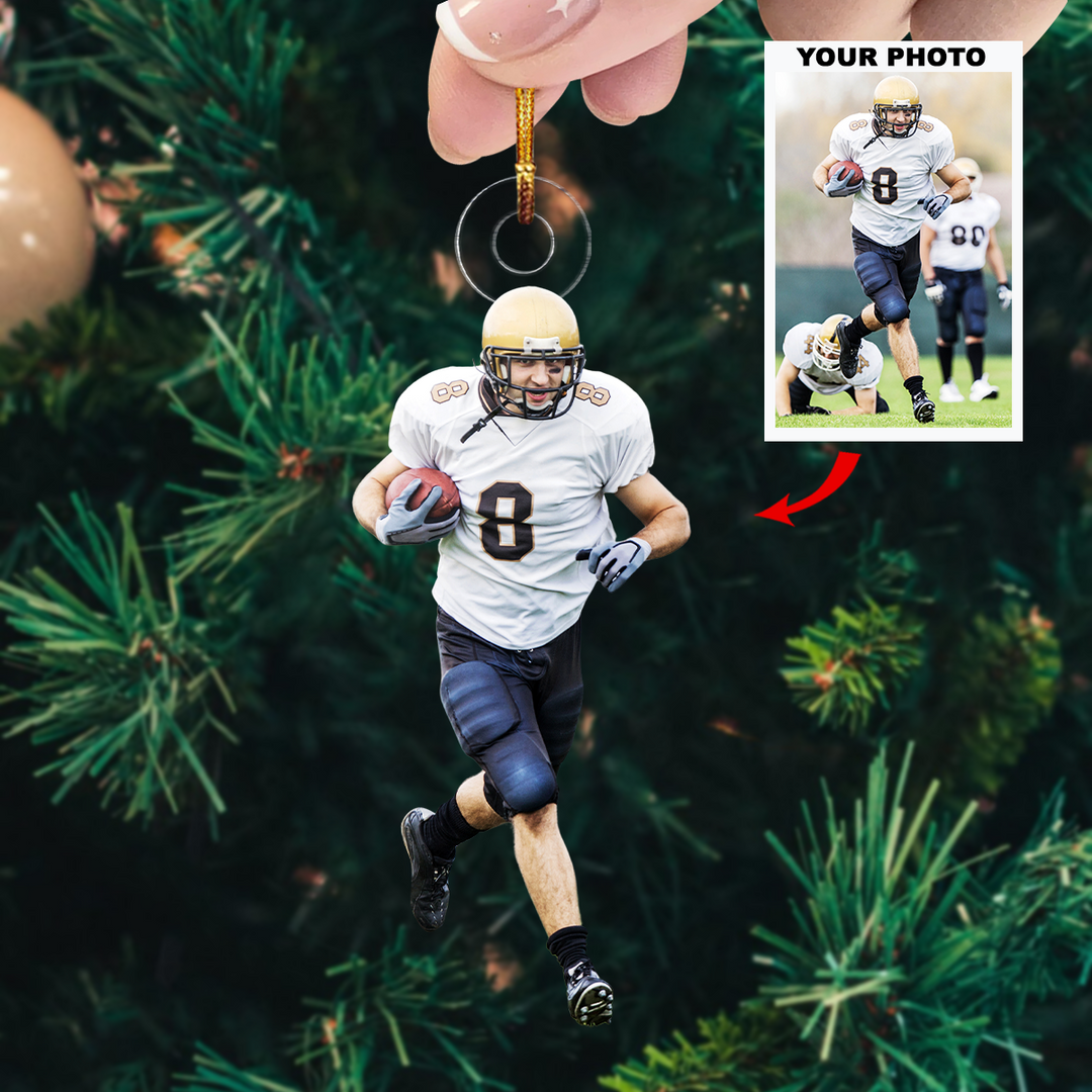 Fast Play - Personalized Photo Mica Ornament - Gift For Football Lovers, Football Players