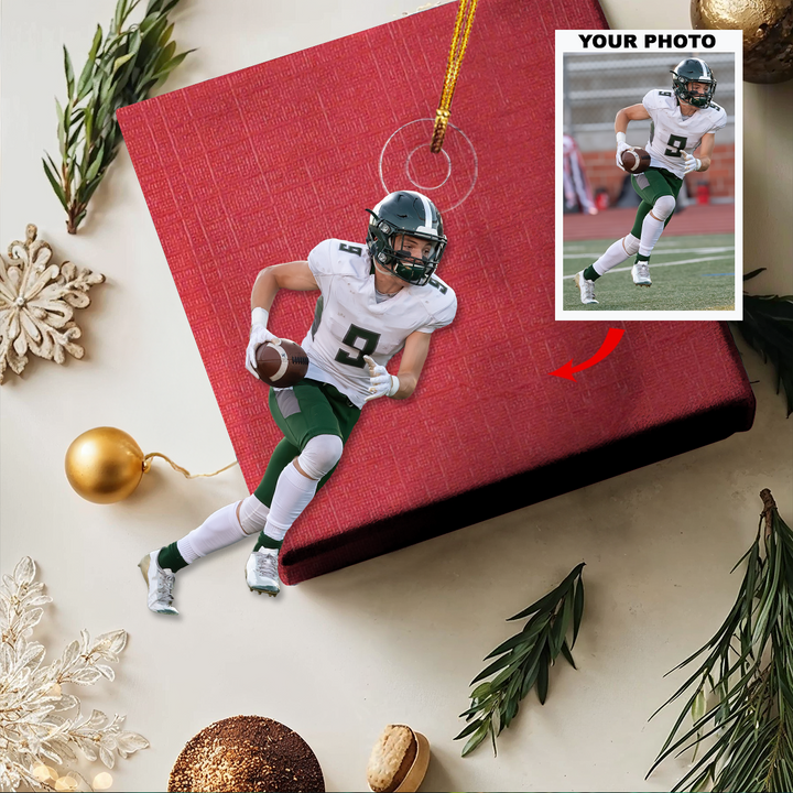Field Charge - Personalized Photo Mica Ornament - Gift For Football Lovers, Football Players