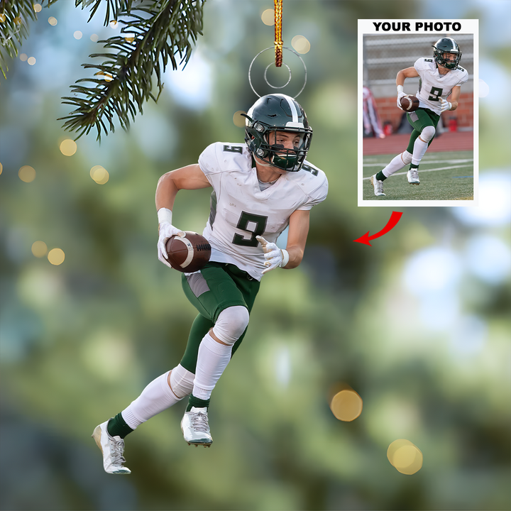 Field Charge - Personalized Photo Mica Ornament - Gift For Football Lovers, Football Players