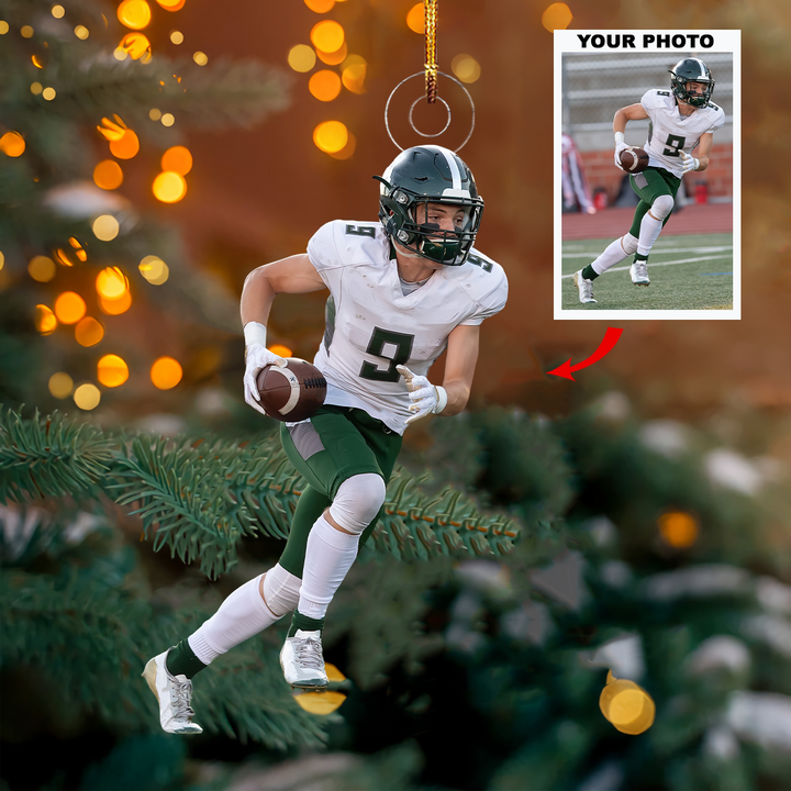 Field Charge - Personalized Photo Mica Ornament - Gift For Football Lovers, Football Players
