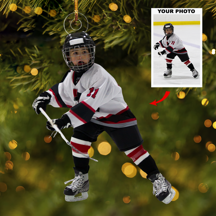 Young Star - Personalized Photo Mica Ornament - Gift For Ice Hockey Players, Ice Hockey Lovers, Family Members