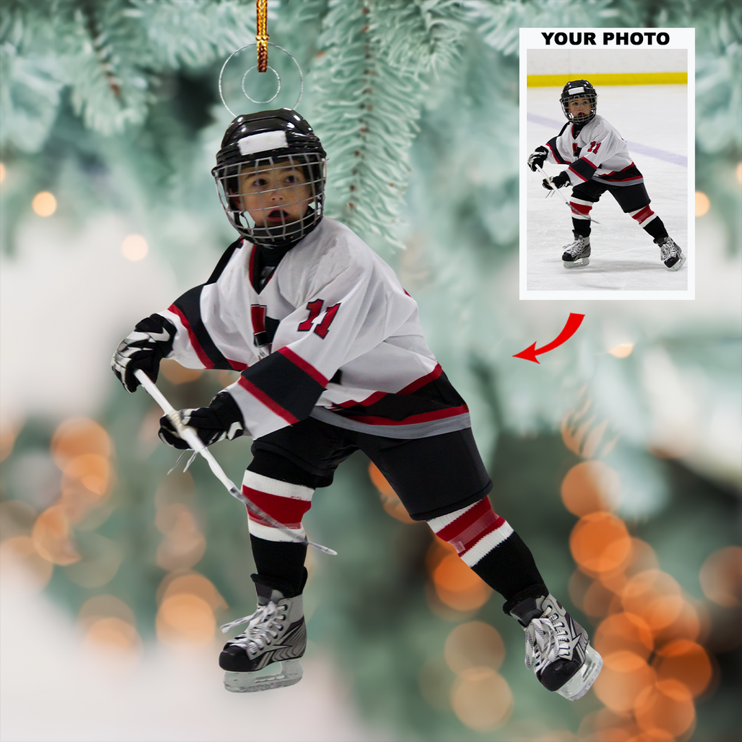 Young Star - Personalized Photo Mica Ornament - Gift For Ice Hockey Players, Ice Hockey Lovers, Family Members