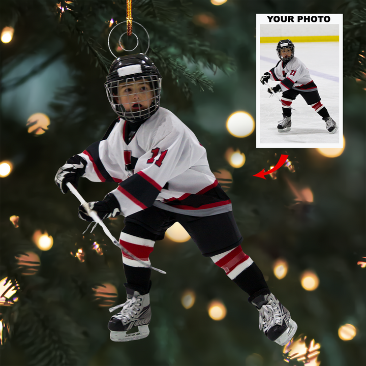 Young Star - Personalized Photo Mica Ornament - Gift For Ice Hockey Players, Ice Hockey Lovers, Family Members
