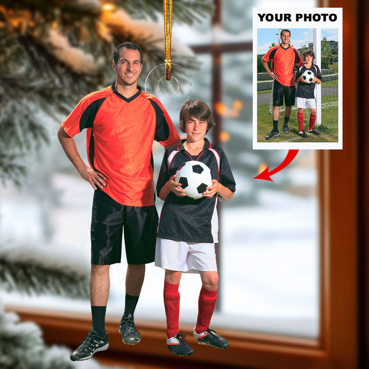 Father and Son Goalkeepers - Personalized Photo Mica Ornament - Christmas Gift For Sport Lovers, Soccer Lovers