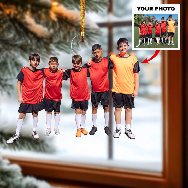 Mini Football Stars - Personalized Photo Mica Ornament - Christmas Gift For Sport Lovers, Soccer Lovers